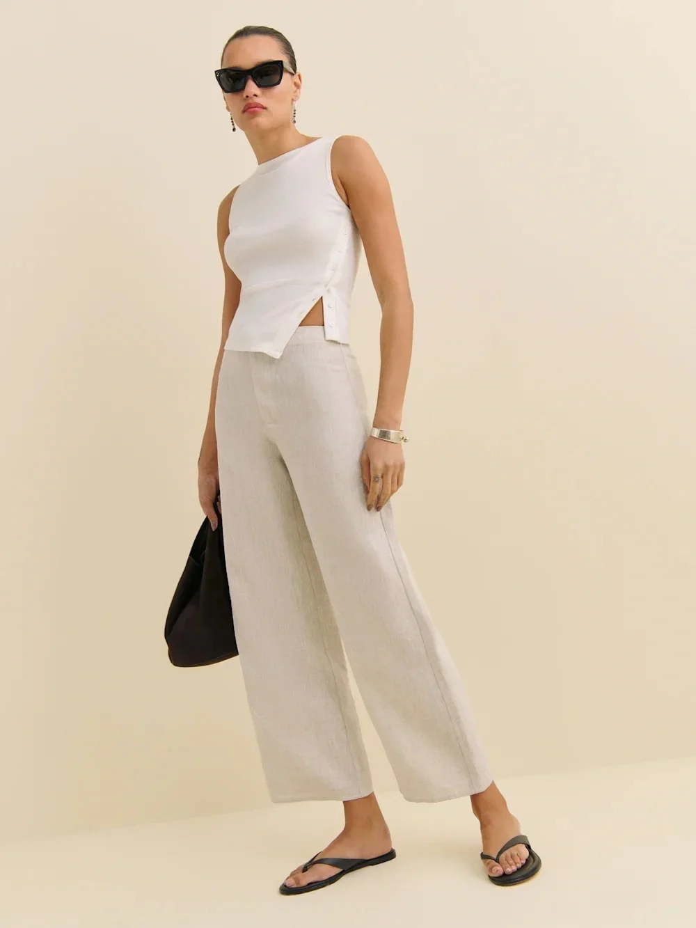 Reformation Joni Linen Pants in Natural Beige size 6P